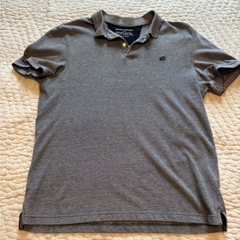Banana Republic Blue/Gray Polo Shirt